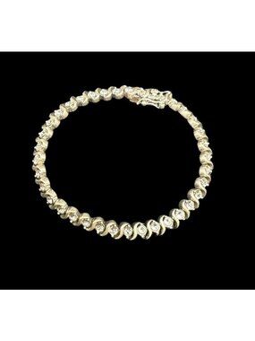 Vintage OTC Sterling Tennis Bracelet Round Clear Cubic Zirconia  16.3 Grams